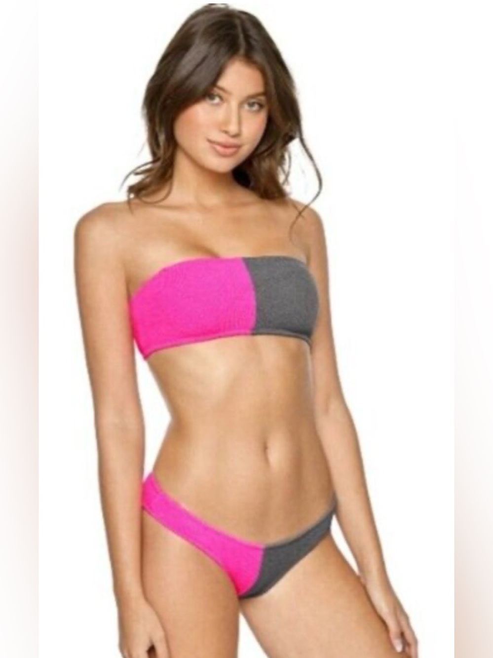PilyQ Açaí Reef 2 tone bandeau bikini + strap - Size Large NWT (MSRP $168)